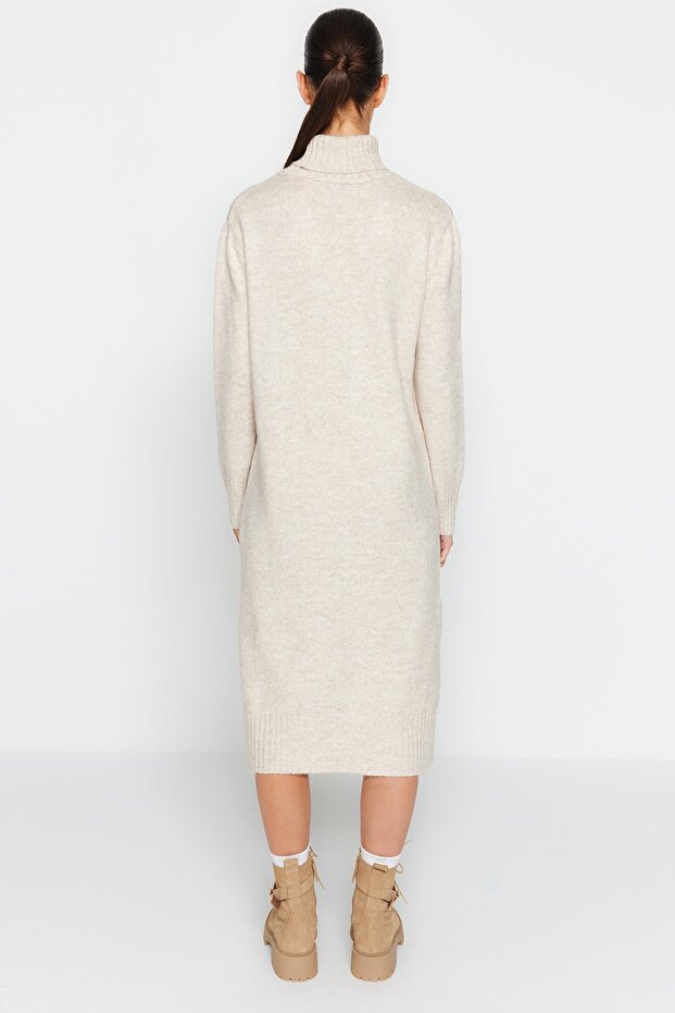 Stone Midi Wide Fit Mäkké textúrované úpletové šaty TWOAW24EL00034 - 6