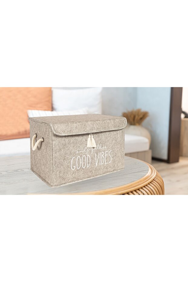 Felt Lid Mini Box Foldable Storage Box Printed Multi-Purpose Box - 5