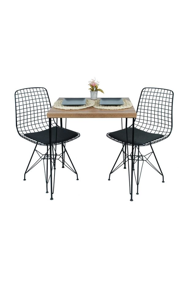 Tel Sandalyeli Kare Masa Takımı 70 X 70 Çam - 2