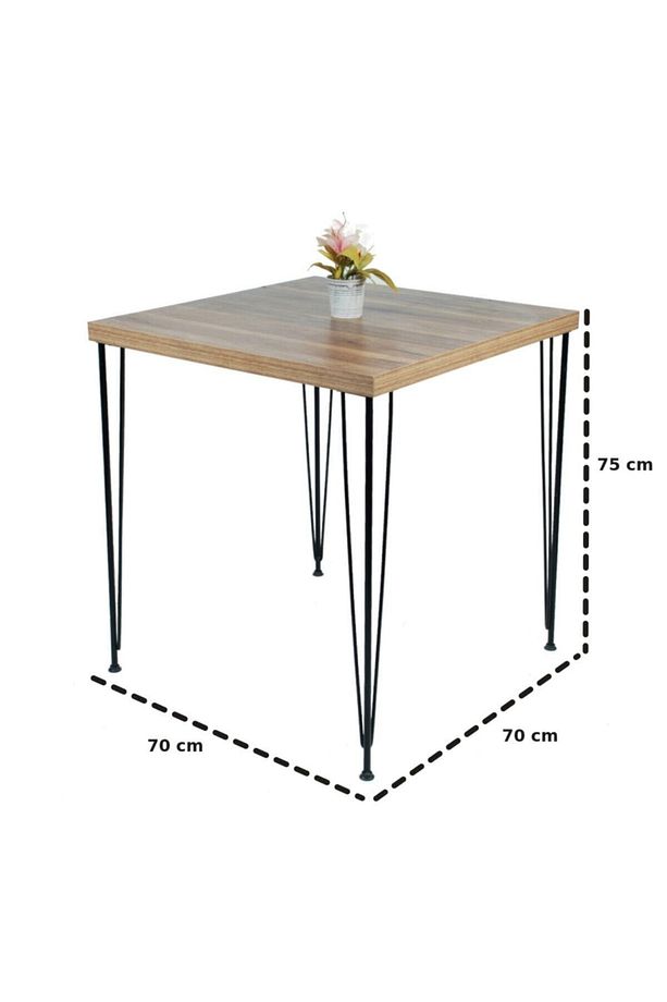 Tel Sandalyeli Kare Masa Takımı 70 X 70 Çam - 3