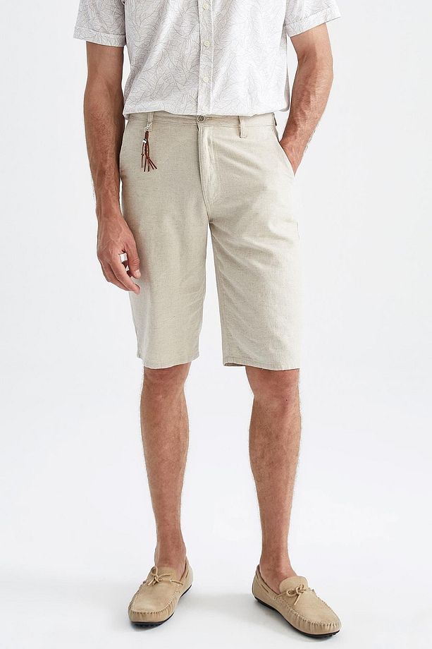 Regular Fit Bermuda Keten Karışımlı Şort - 7