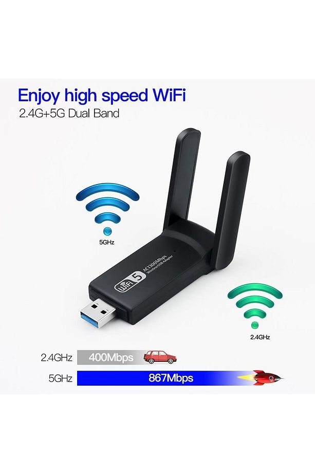 BN43 USB Wifi Kablosuz Ağ Adaptörü Wireless 1300Mbps Windows MacOS Linux - 3