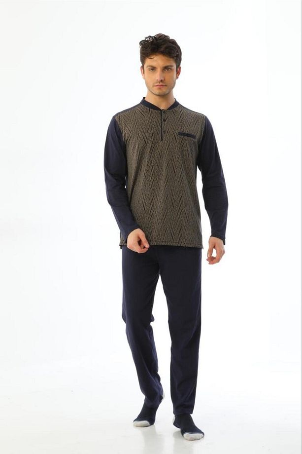Erkek Jakarlı Pamuklu Pijama Takımı 8011 - 1