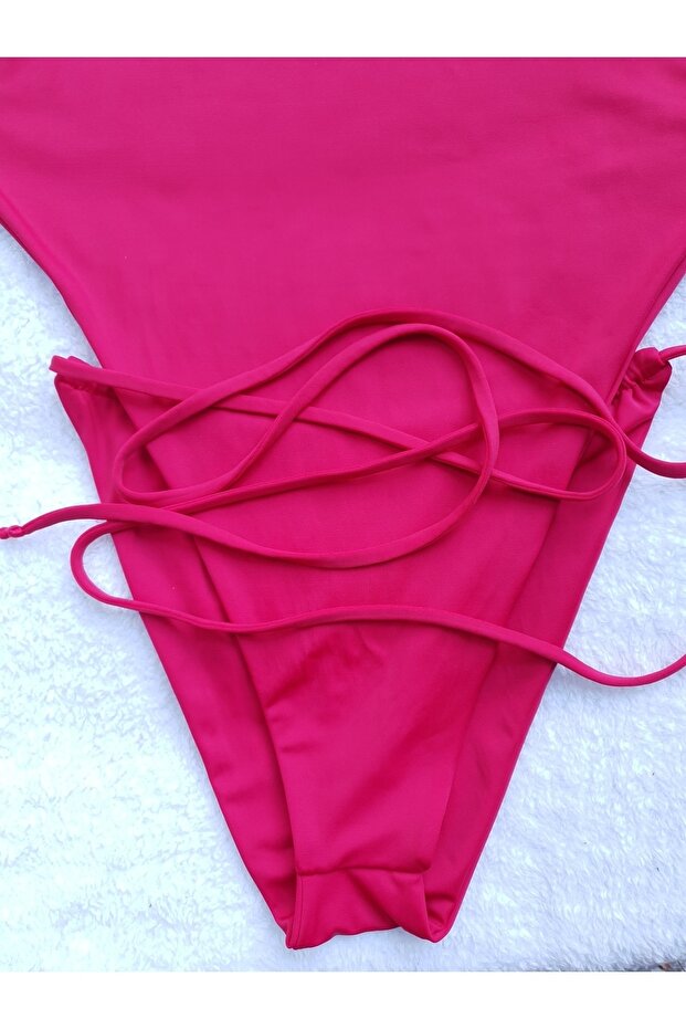 Yüksek Kesim Tek Parça Fuşya Mayokini - 4