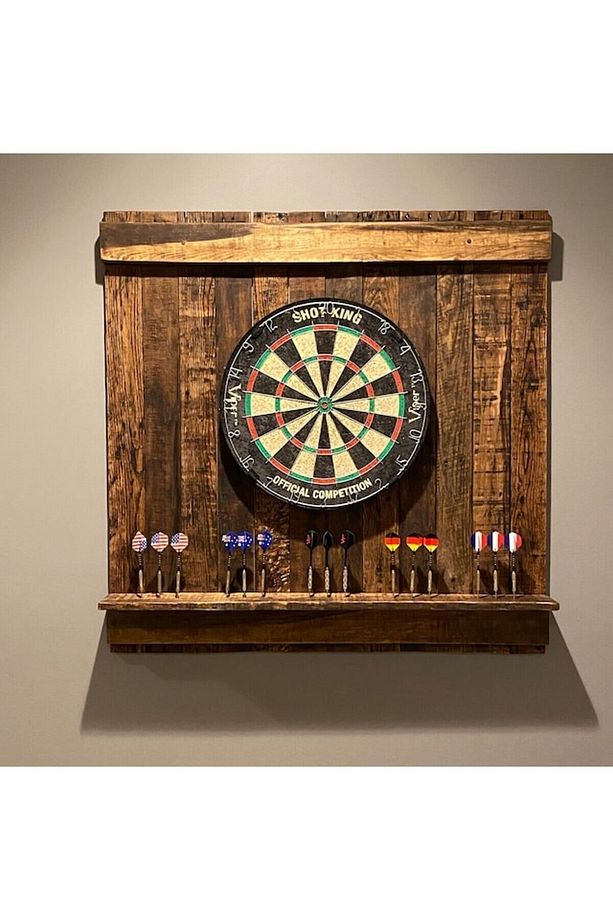Ahşap Dart Tahtası , 95x95 Cm , Ahşap Dart Arkalığı, Ahşap Dart Dolabı - 2