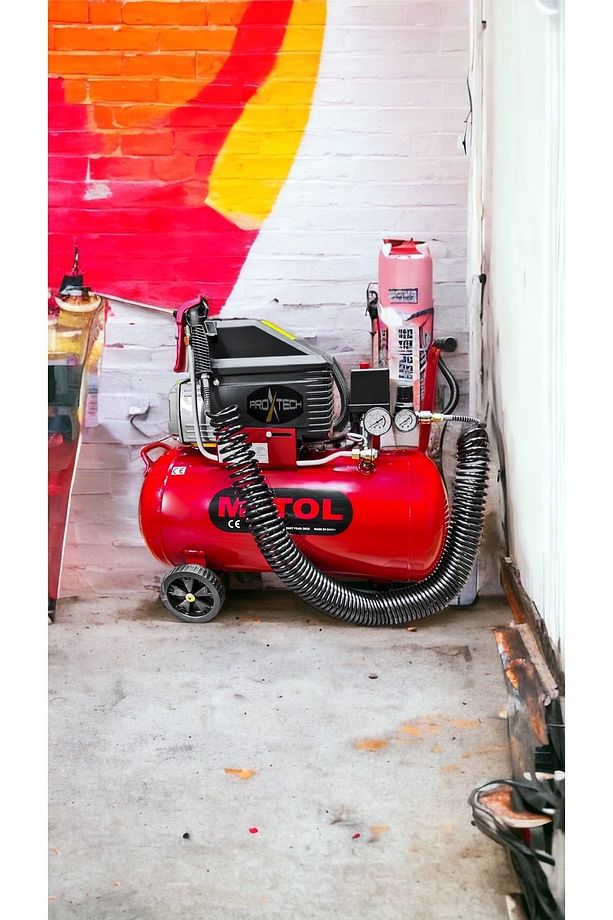 En Çok Tercih Edilen 2HP 50 Litre 8Bar Hava Kompresörü Boya Tabancası ,15Mt Spiral Hortum Boya Set - 8