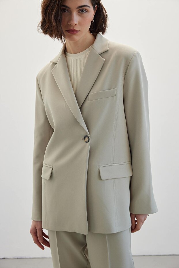 Single Button Blazer Jacket Çağla - 2