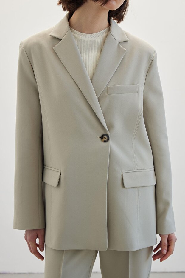 Single Button Blazer Jacket Çağla - 5