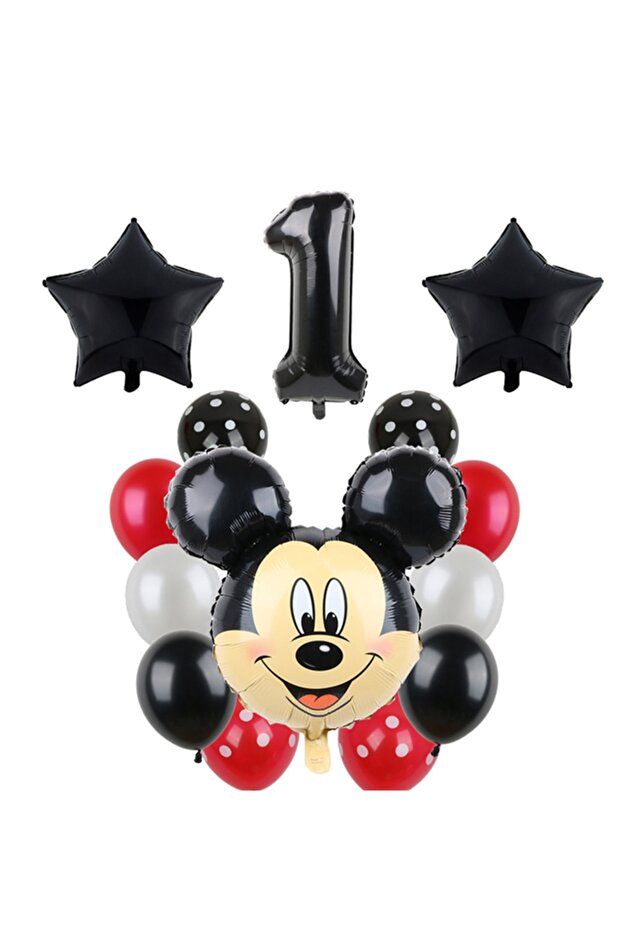 Age Black Number Balloon Mickey Mouse Balloon Set Mickey Mouse Themed Set of 14