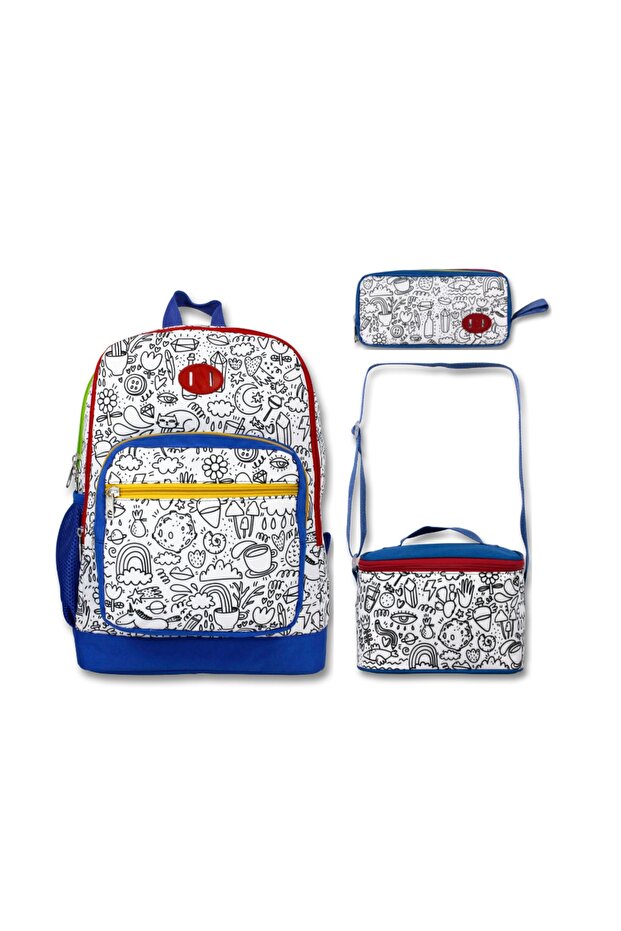 -Umit Bag Paintable Girl's and Boy's School Bag Lunch and Pencil Bag Set