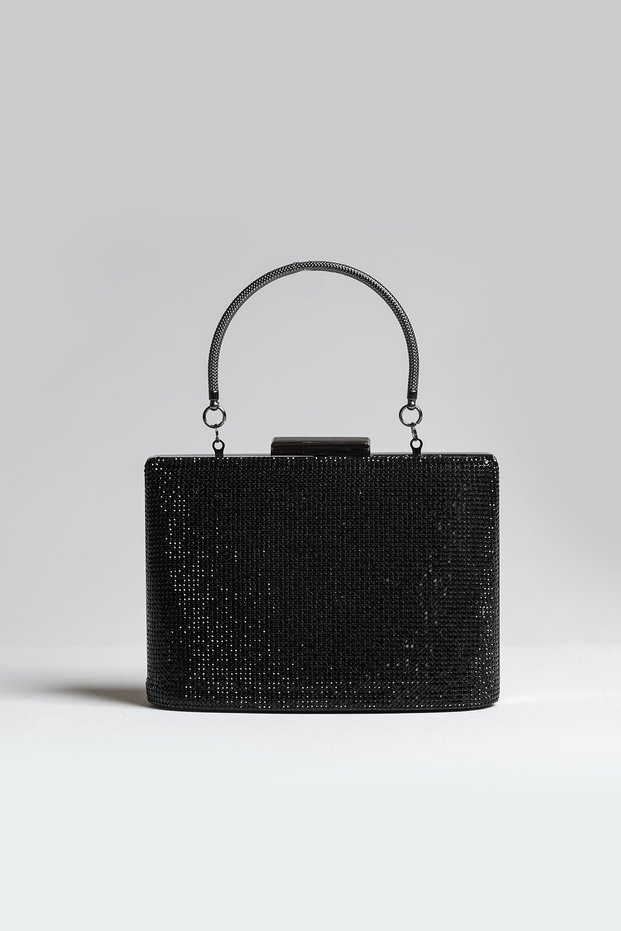 Women's Black Stone Evening Dress Clutch Evening Bag
