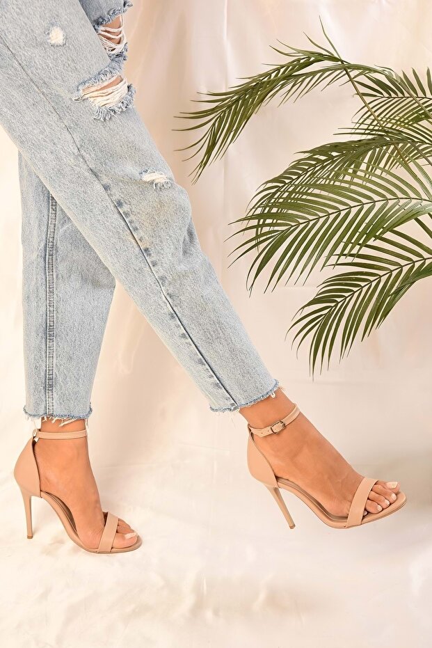 Női Midia egypántos bőrsarkú cipő - 2