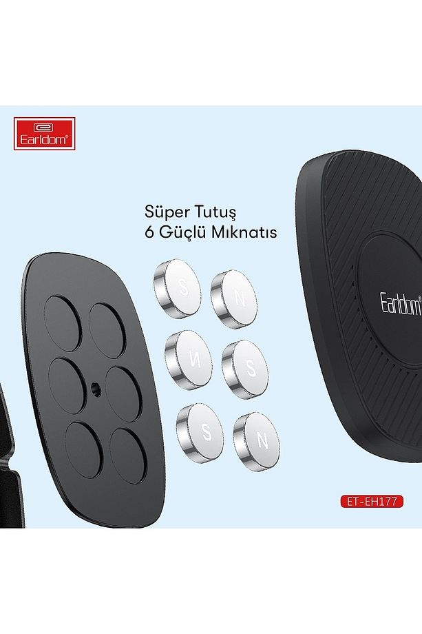 360 Oynar Başlıklı Yapışkanlı Torpido Üstü Uzunluk Ayarlı Manyetik Mıknatıslı Telefon Araç Tutucu - 4