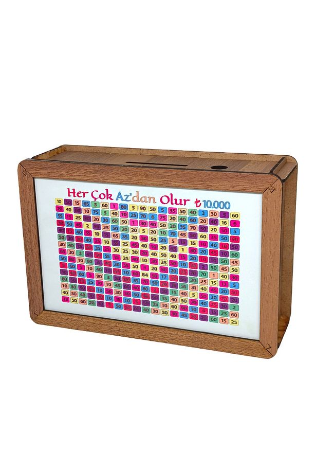 10.000TL Kumbara - Para Biriktirme Kutusu Cash Box Ahşap Yazılı - 2