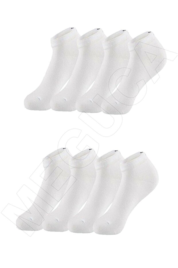 White Cotton Ankle Length Bootie Socks 8 Pairs Economical Package