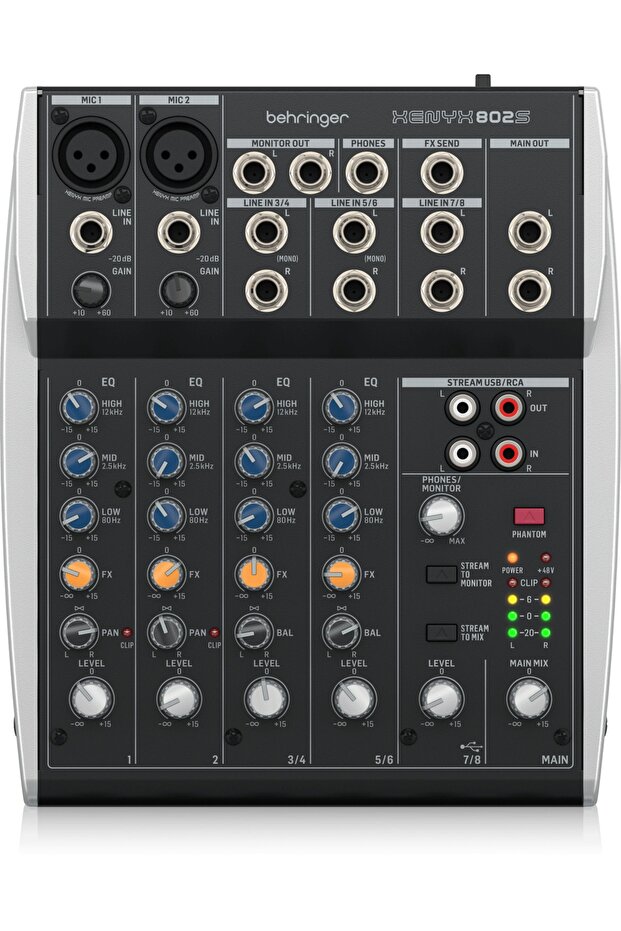Xenyx 802S Premium Analog 8-Input Mixer with USB Stream - 1