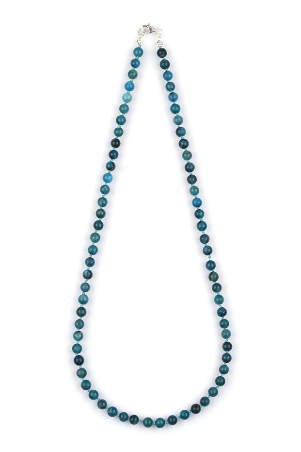 Apatite Natural Stone 6 mm Knotted Necklace