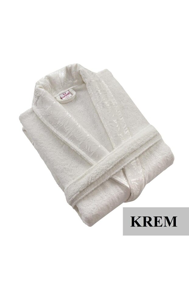 Bambu Bedenli Tek Bornoz Krem - 1