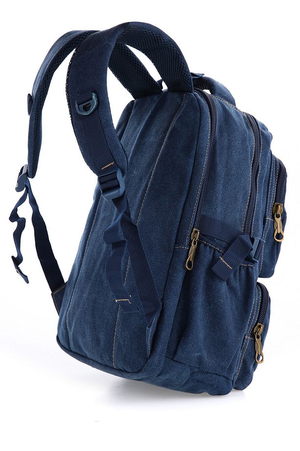 ÇÇS Lacivert Ccs51414 Kanvas Kumaş Unisex Suya Dayanıklı Çok Cepli Sırt Çantası - 3