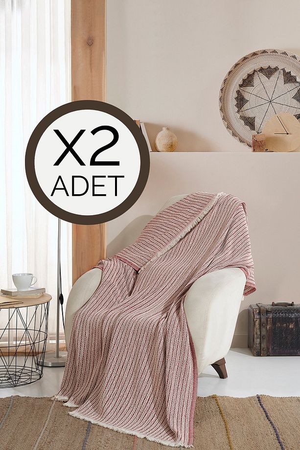 Vera Kiremit 2 Adet Koltuk Berjer Örtüsü Şalı 150 X 200 Cm Tv Battaniyesi Throw Pamuklu - 1