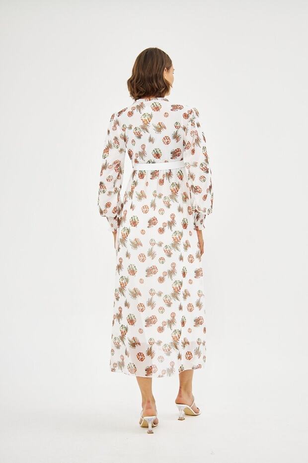 Soft Patterned Chiffon Dress - 5