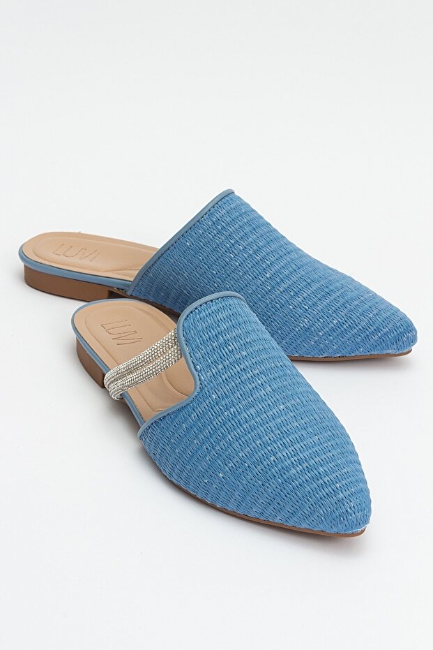PESA Blue Straw Stone Women's Slippers