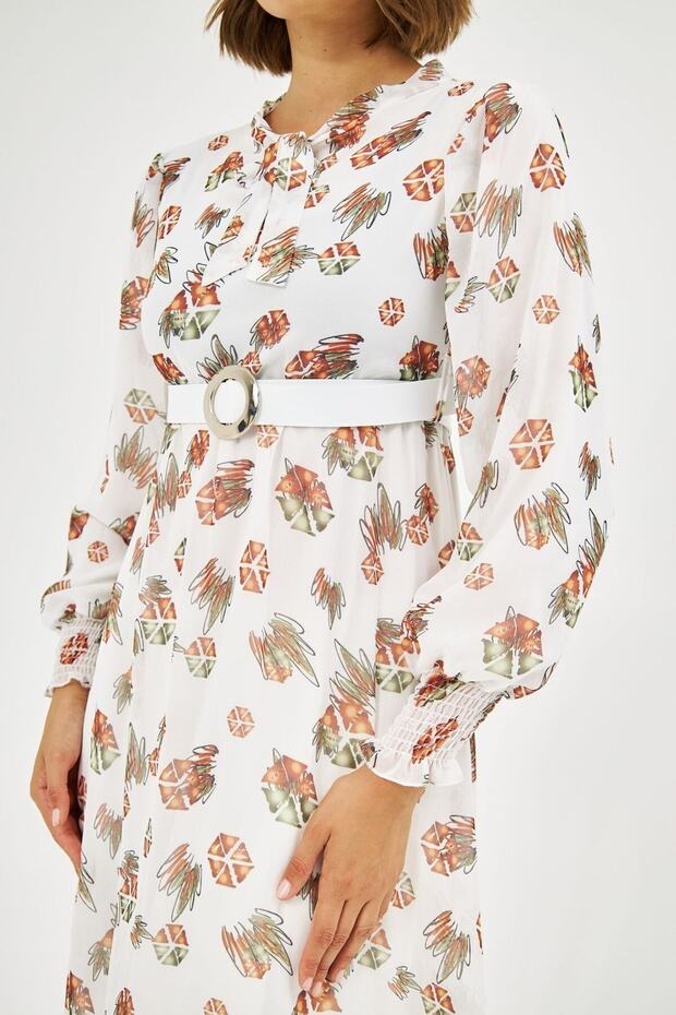 Soft Patterned Chiffon Dress - 4