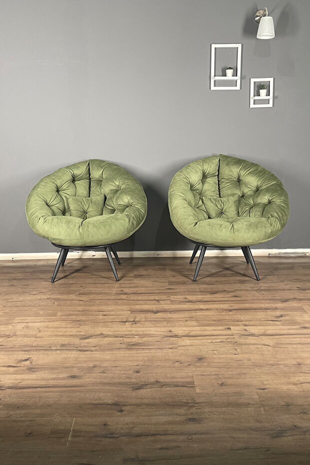 Hera 2'li Berjer Koltuk & Yatak Olabilen Minder Yeşil - 1