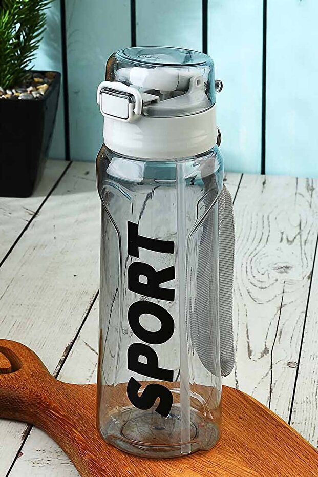Locked Lid with Carrying String Exclusive Quality BPA Free School and Sports Water Bottle - Black