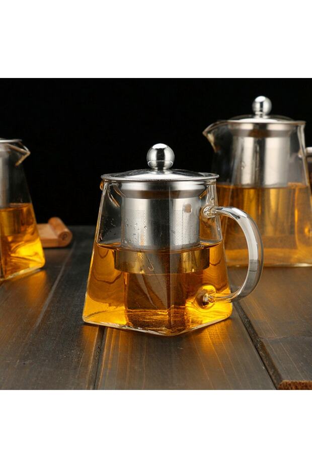 750 ml Luxury Tea & Coffee Pot - Borosilicate Glass, Pyramid Design with Steel Strainer and Lid