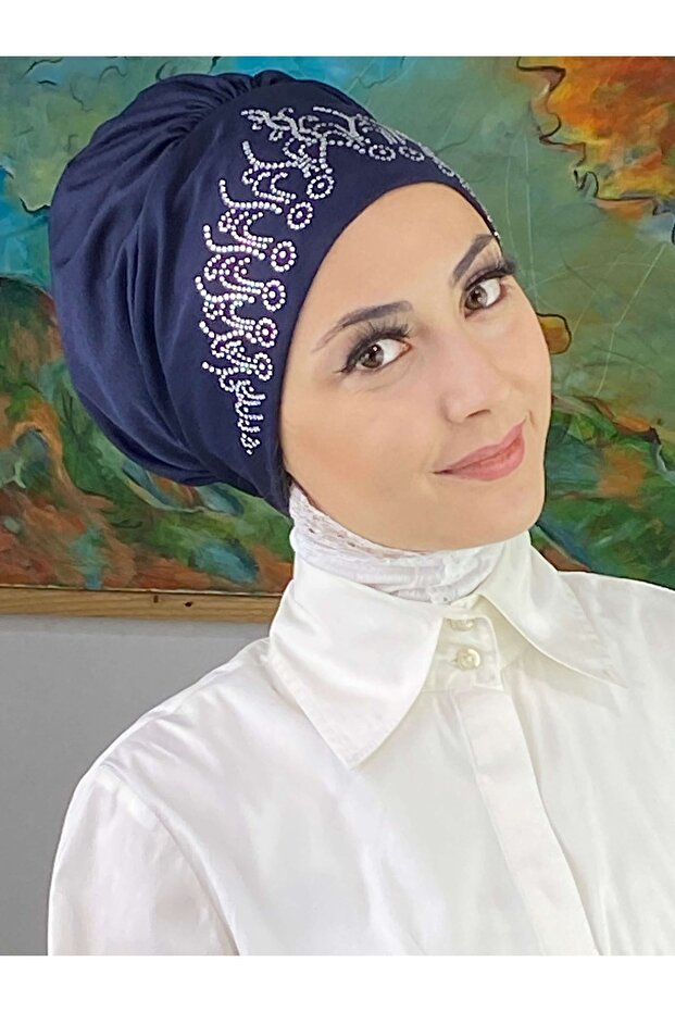 نموذج الأميرة غطاء محرك السيارة باللون الأزرق الداكن مع أحجار فضية