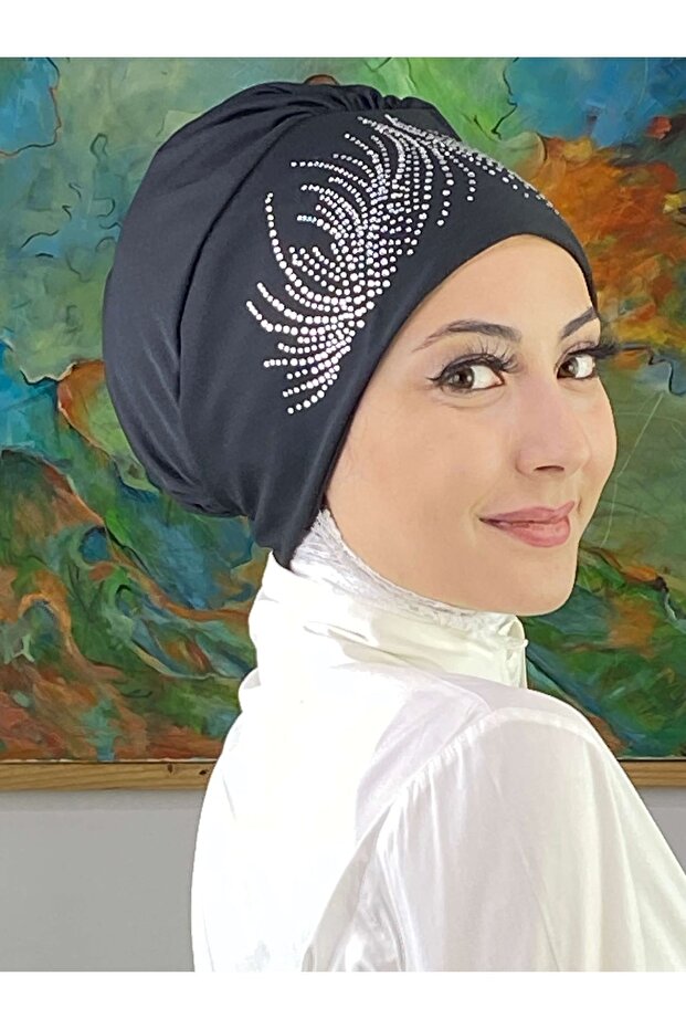 Gorgeous Model Black Bonnet with Silver Stones