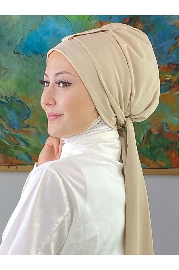 Hürrem Model Tek Biritli Atkılı Taşlı Krem Bone - 4