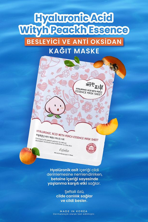 Hyalüronik Asit Ve Şeftali Ile Nemlendirici Kağıt Maske Mask - 2
