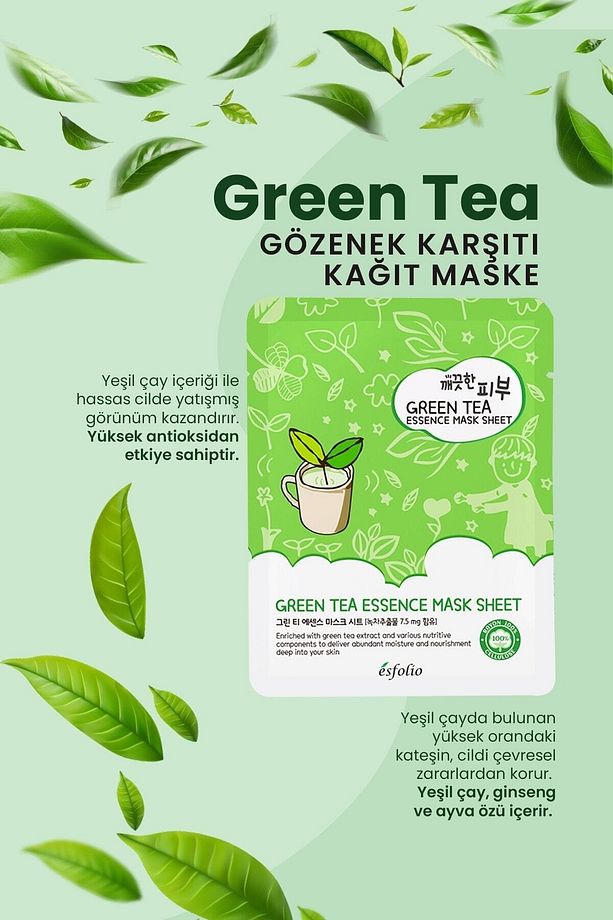 Yeşil Çay Içeren Kağıt Maske Green Tea Essence Mask Sheet - 2