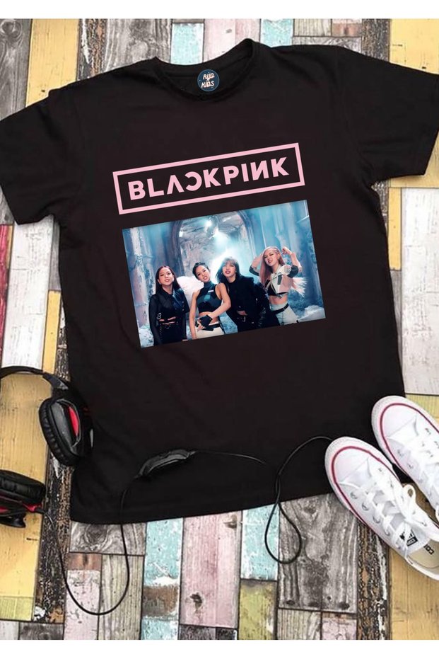 Black Pink Group Anime Black Short Sleeve Children's T-Shirt Unisex
