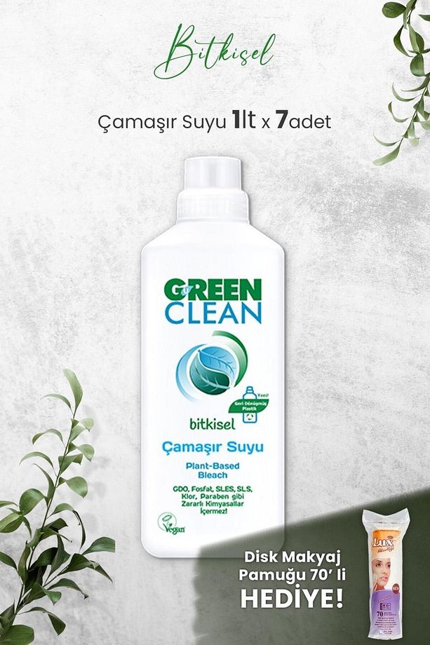U Green Clean Bitkisel Çamaşır Suyu 1 L x 7 Adet - 1