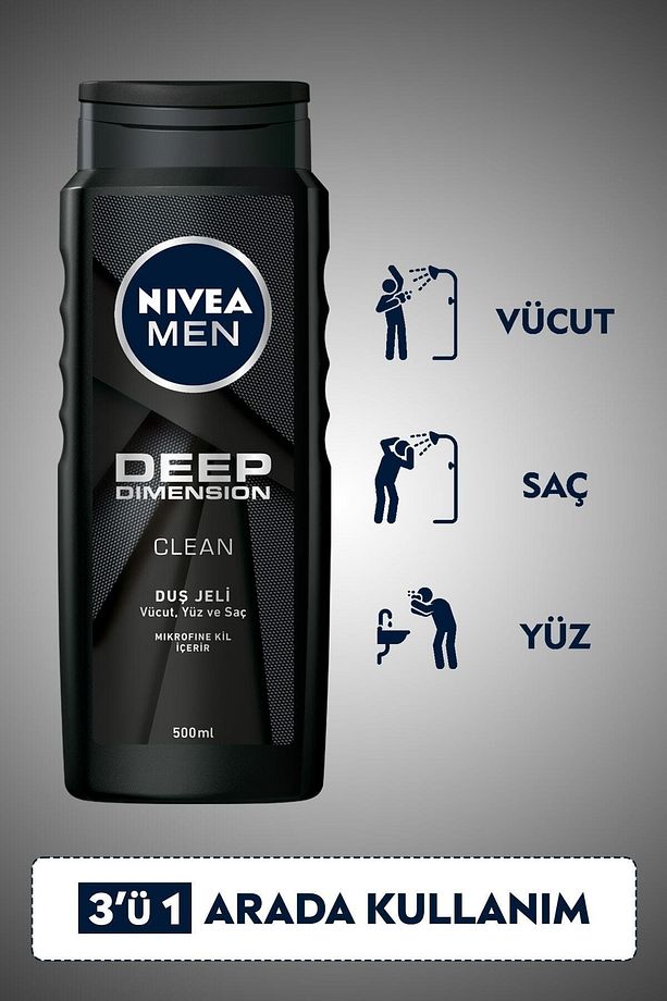 Men Deep Dimension Duş Jeli, 500 ml x2 Adet,Saç,Yüz ve Vücut için - 6