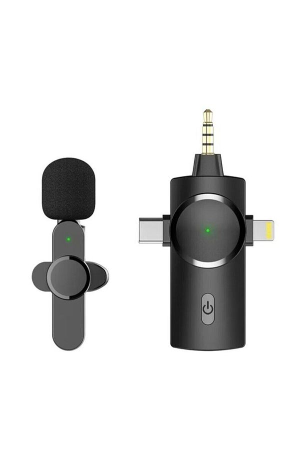3 in 1 Iphone Type c Aux Kablosuz Yaka Mikrofonu, Canlı Yayın, Tiktok Wireless Yaka Mikrofonu - 1