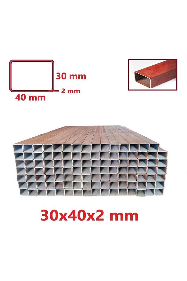 Boyalı (2mt) 30 x 40 x 2 mm Kutu Profil Boru Metal 30x40x2 Demir - 1