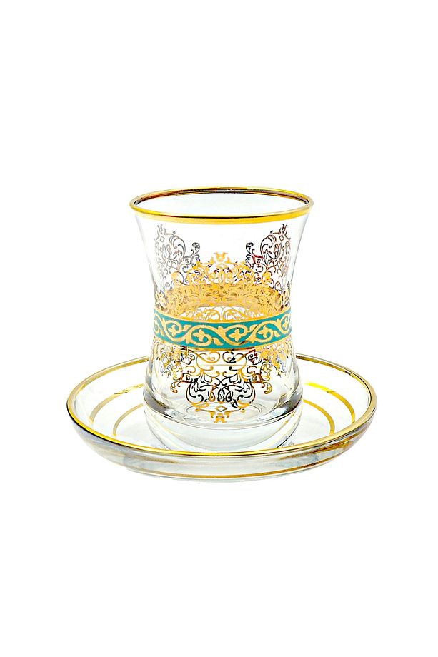 Altın Yaldızlı Çay Bardağı 1 Kişilik, Üsküdar, 12 Ayar Altın, - 1