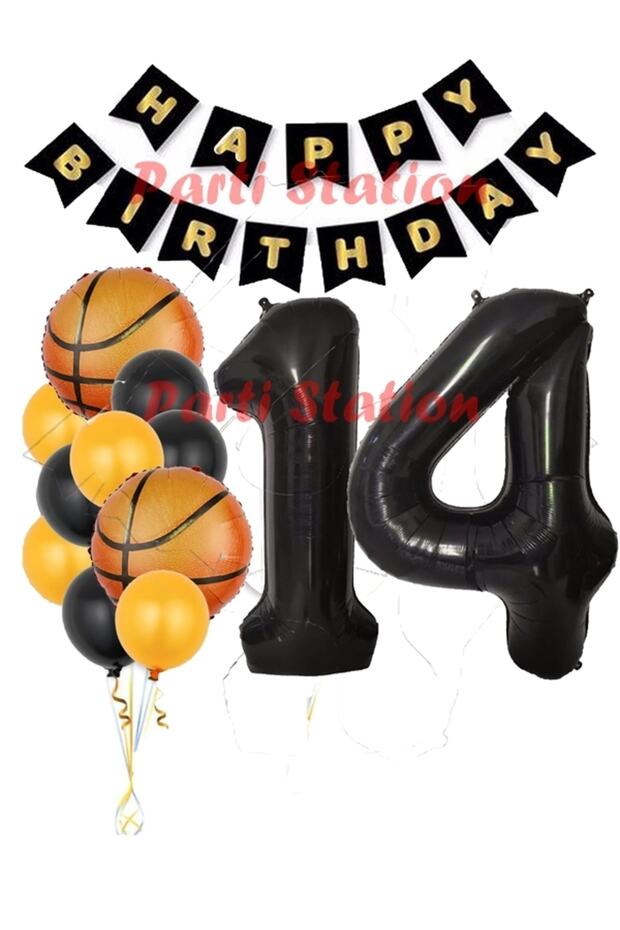 Basketball Concept 14 Year Old Balloon Set Basketball Theme Birthday Balloon Set