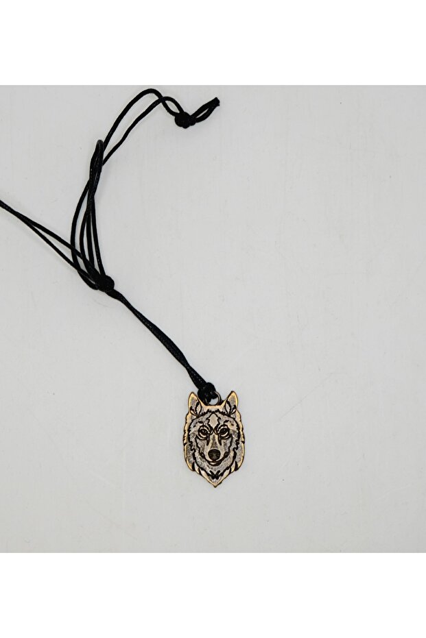 Wolf Head Model Leather String Design Necklace