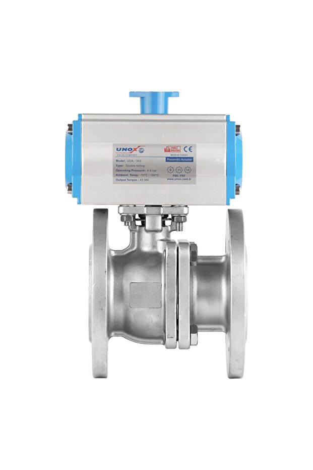 DOUBLE EFFECTED PNEUMATIC ACTUATOR STAINLESS 2 PIECES FLANGED BALL VALVE DN32 - 2