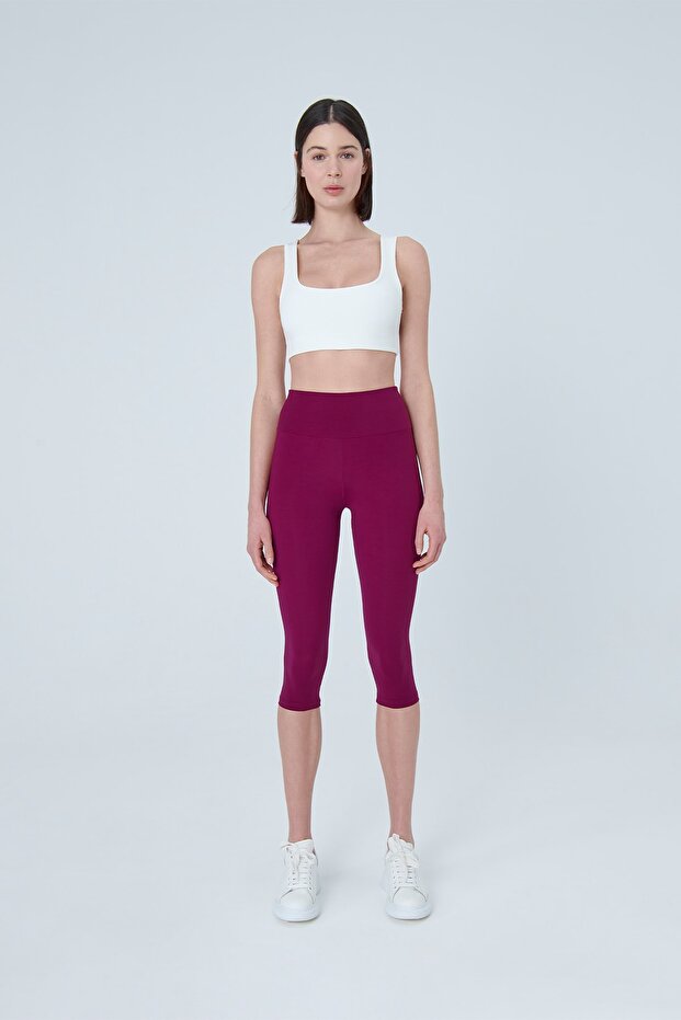 Push Up High Waist Recovery Capri Leggings Plum