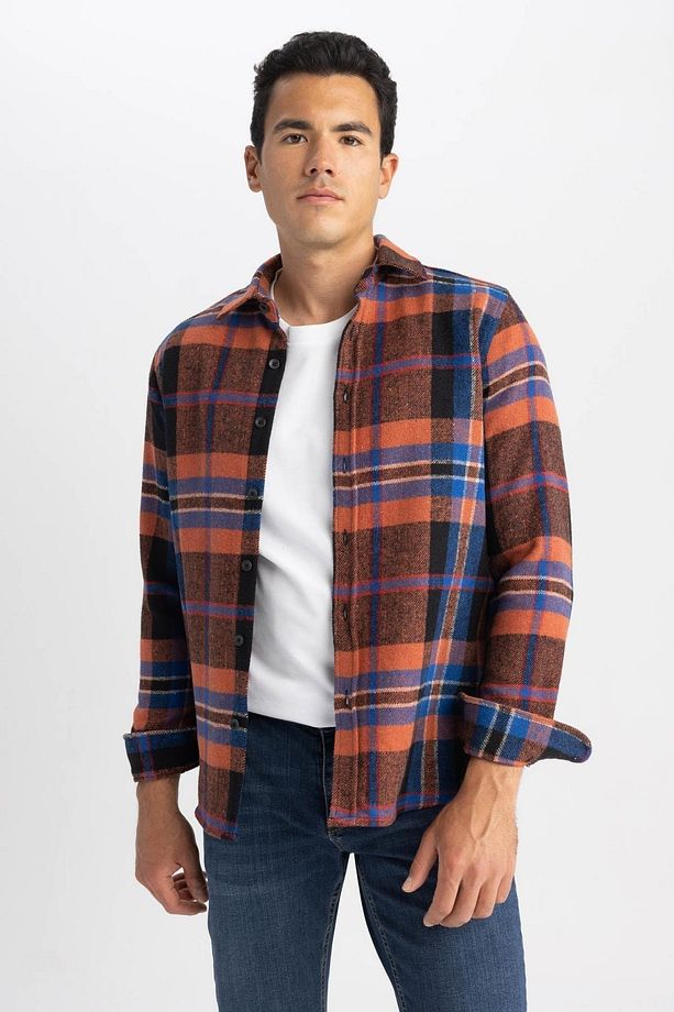 Regular Fit Polo Yaka Kareli Oduncu Uzun Kollu Gömlek A7070ax23au - 3