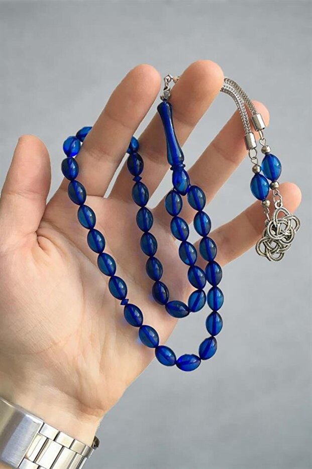 Parliament Blue Powder Amber Prayer Beads