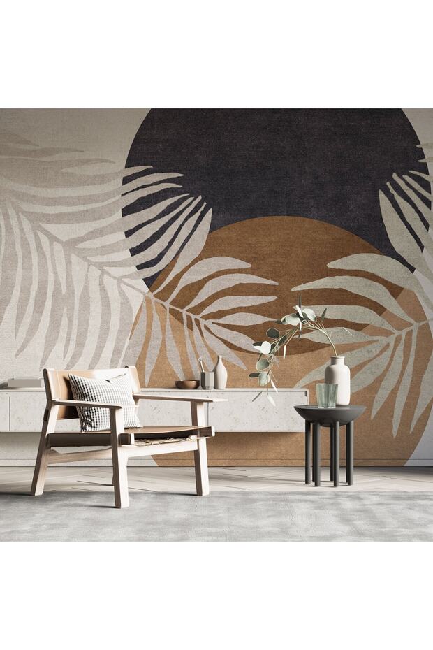 Abstract Yaprak Desenli Duvar Kağıdı, Iç Içe Geçen Daireler Duvar Resmi - 1