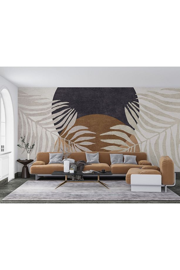 Abstract Yaprak Desenli Duvar Kağıdı, Iç Içe Geçen Daireler Duvar Resmi - 3