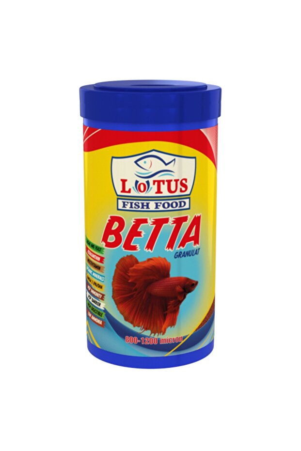 Granul Beta Balığı Yemi 12 x 125 ml ve 12 x 100 ml Lotus Betta Balık Yemi Toptan - 4